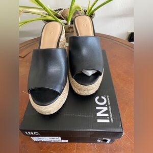 INC International Concepts Black Platform Mules